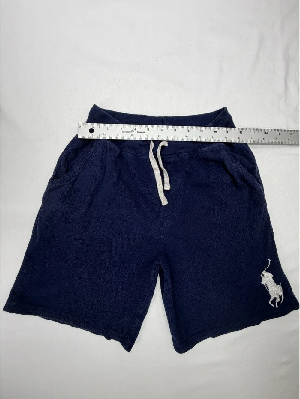 Polo Ralph Lauren Boy's Shorts Sweat Drawstring Knit Mid Rise Logo Size S Blue